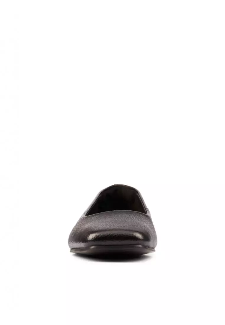 Clarks Clarks Pure Ballet2 Black Leather Womens Shoes  with Cushion Plus and Medal Rated Tannery Technology