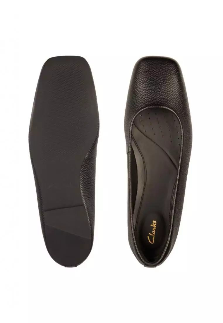 Clarks Clarks Pure Ballet2 Black Leather Womens Shoes  with Cushion Plus and Medal Rated Tannery Technology