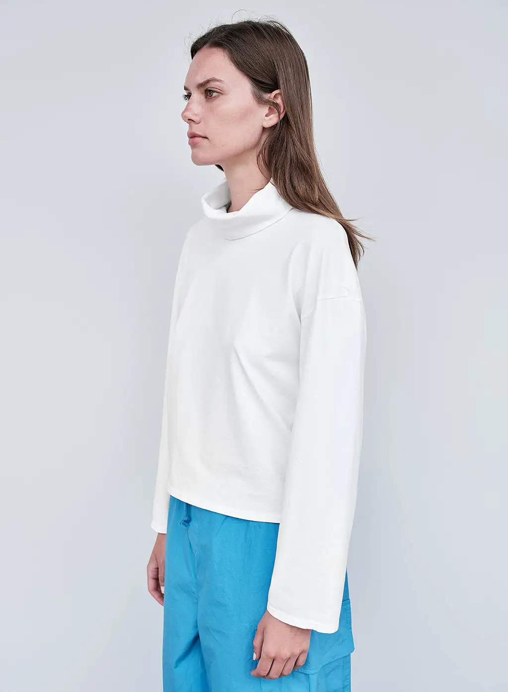 Cloud Jersey Cowl Neck Cropped Long Sleeve in Paper