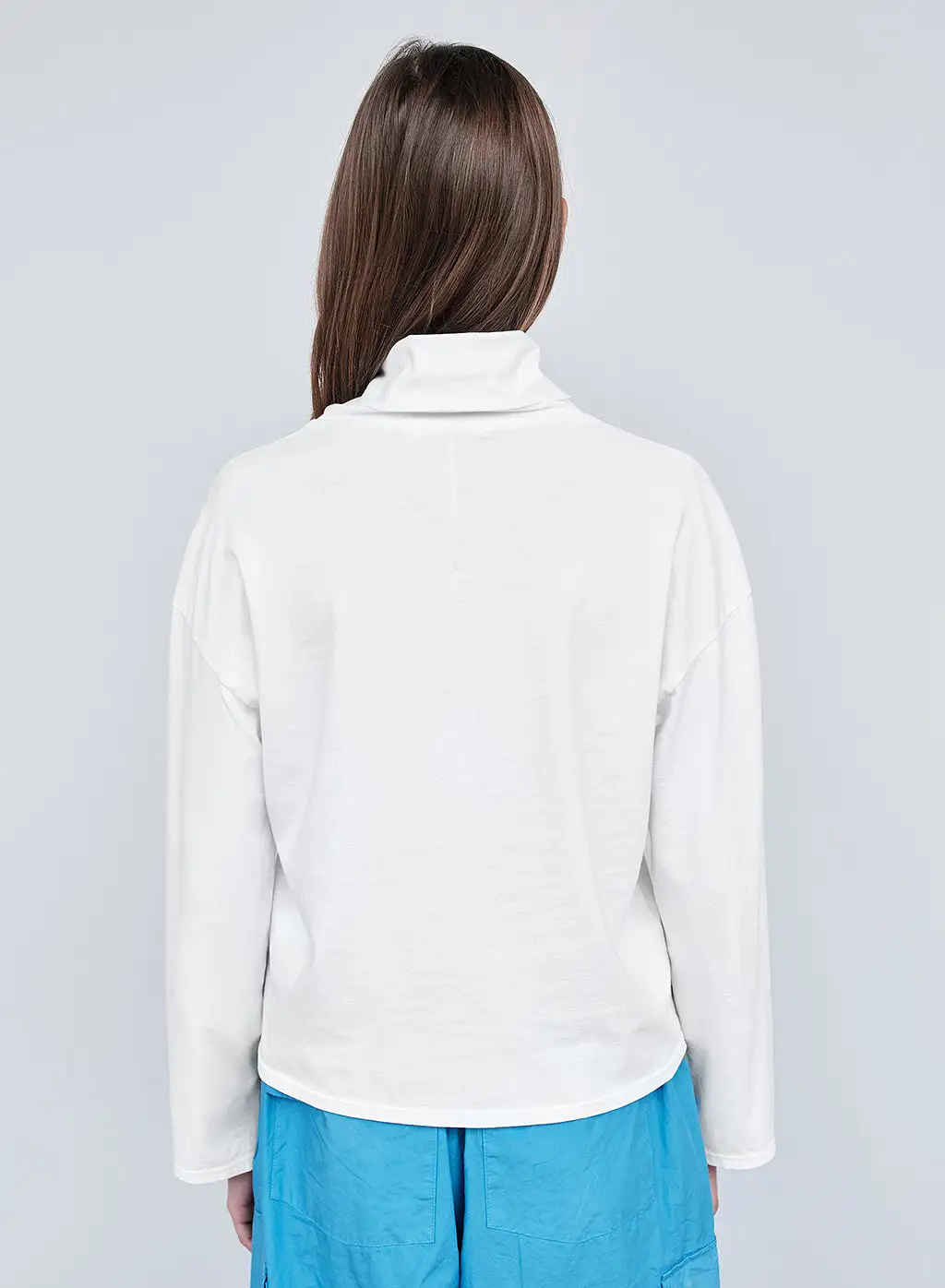 Cloud Jersey Cowl Neck Cropped Long Sleeve in Paper