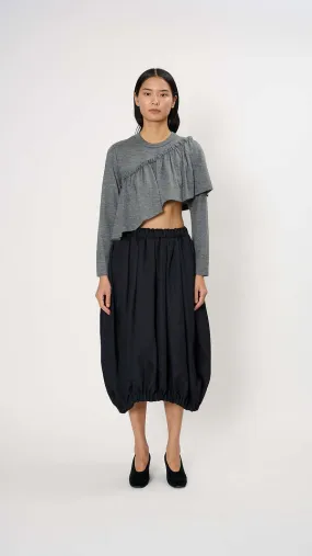 Cropped Ruffle Sweater - Grey