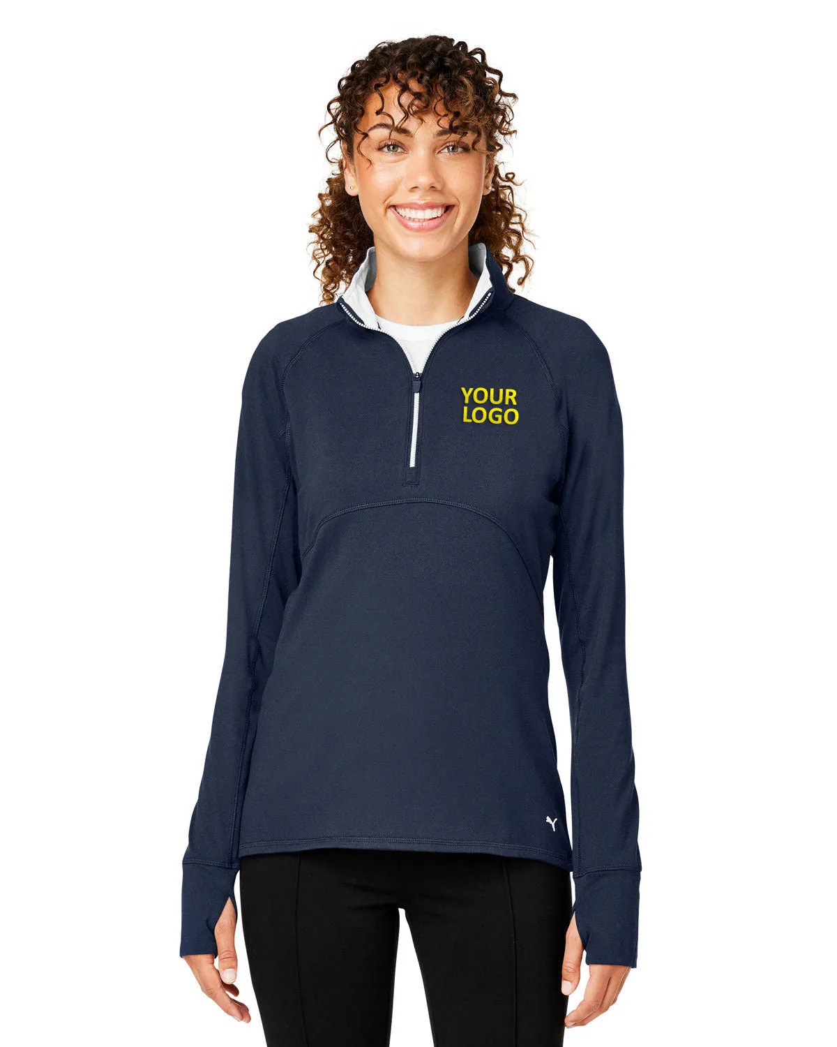 Custom Puma Ladies Gamer Golf Quarter-Zip, Navy Blazer