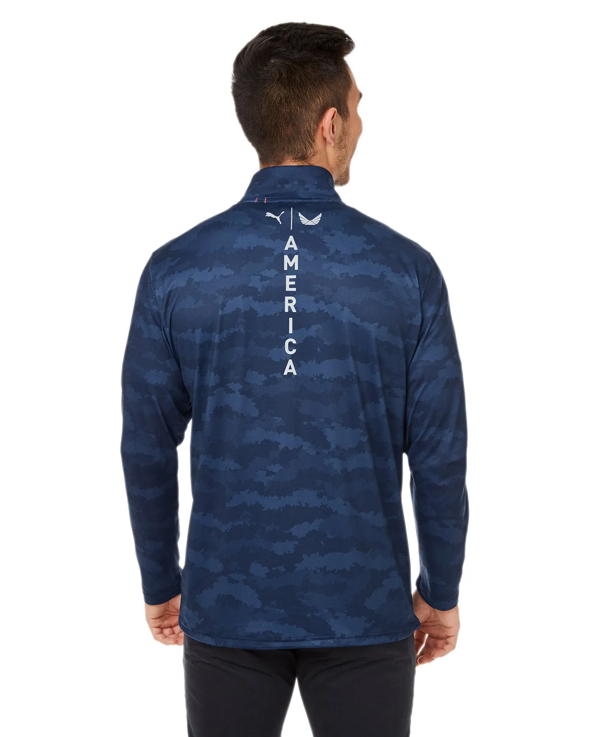 Custom Puma Men's Volition Flanked Quarter-Zip, Navy Blazer