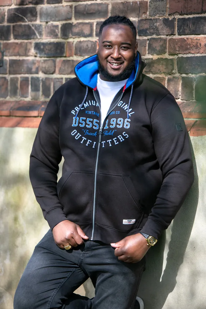 D555 Big Mens Hoodie With Full Zip and Chest Print (LINGARD)