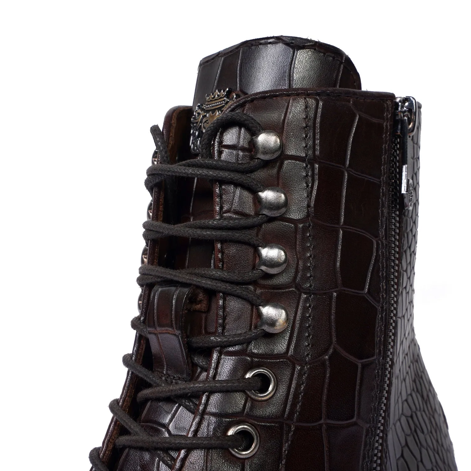 Dark Brown Derby Lace-Up Boots