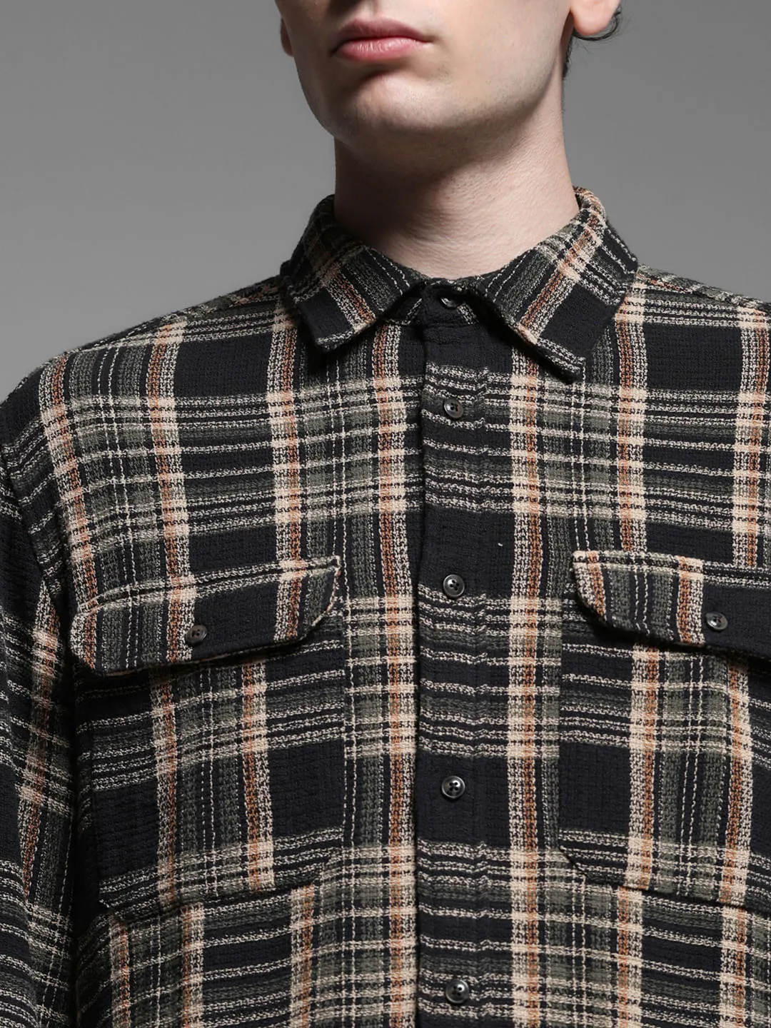 Dark Green Check Cotton Shirt