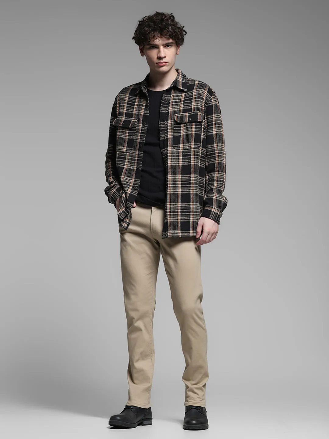 Dark Green Check Cotton Shirt