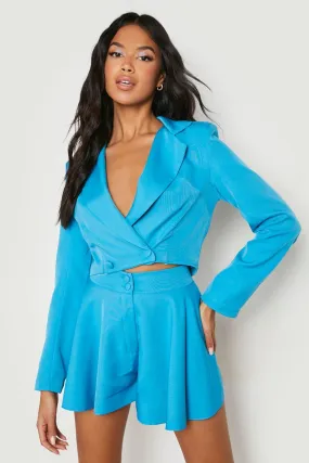 Double Breasted Cropped Tailored Blazer