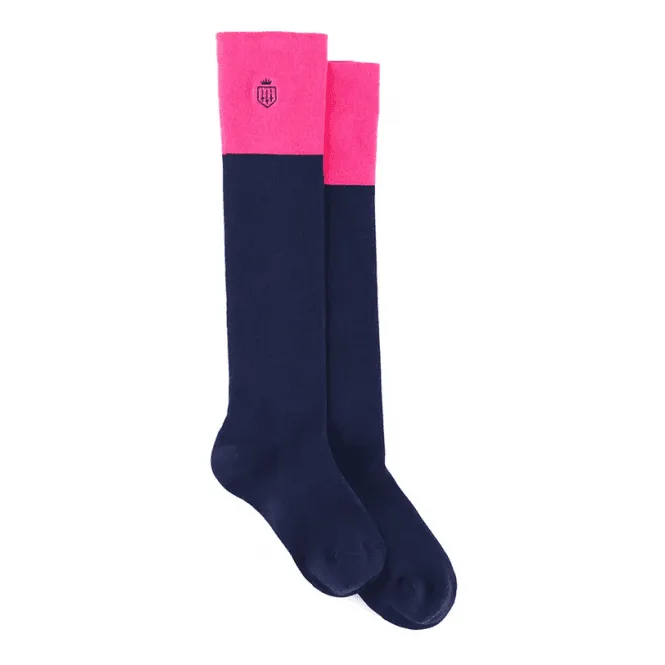 Fairfax & Favor The Signature Ladies Knee High Socks in Hot Pink/Navy