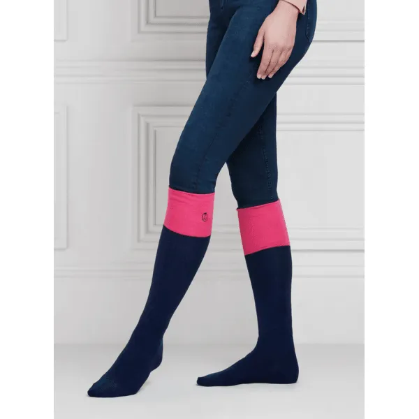 Fairfax & Favor The Signature Ladies Knee High Socks in Hot Pink/Navy