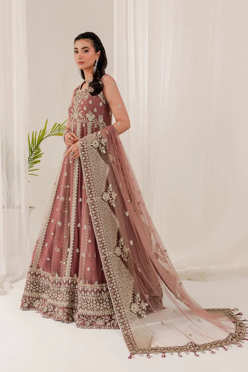 Farasha Lumiere Luxury Embroidered Net Unstitched 3Pc Suit - Jasmine