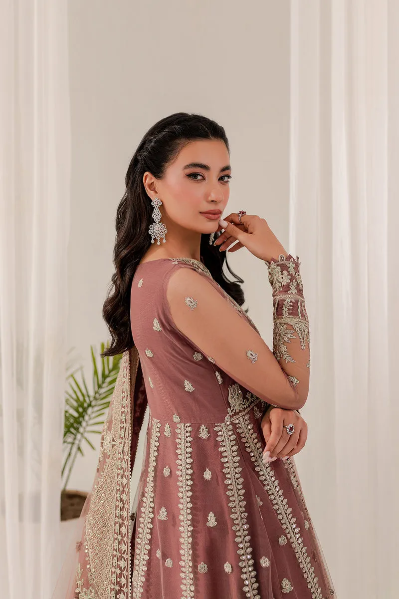 Farasha Lumiere Luxury Embroidered Net Unstitched 3Pc Suit - Jasmine