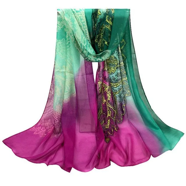 Fashion Women Shawl Print Chiffon Scarves Women Square Slim Soft Scarf Echarpe Foulard Femme 160*50cm YLYL GS