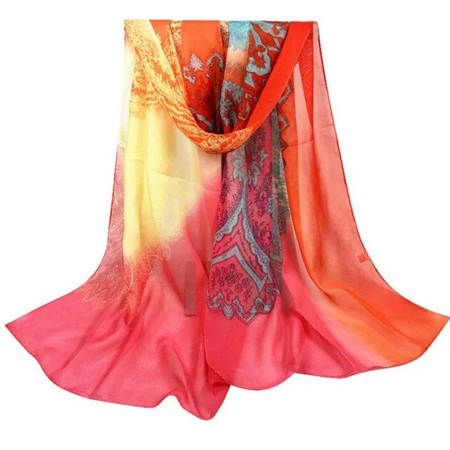 Fashion Women Shawl Print Chiffon Scarves Women Square Slim Soft Scarf Echarpe Foulard Femme 160*50cm YLYL GS