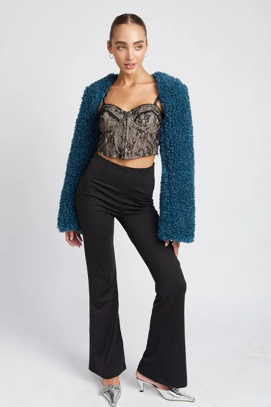 Faux Fur Long-Sleeved Alisaah Shrug Jacket