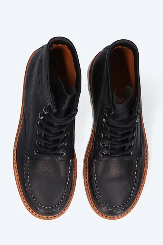 Fracap leather shoes EXPLORER men's black color