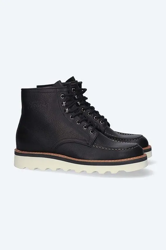 Fracap leather shoes EXPLORER men's black color