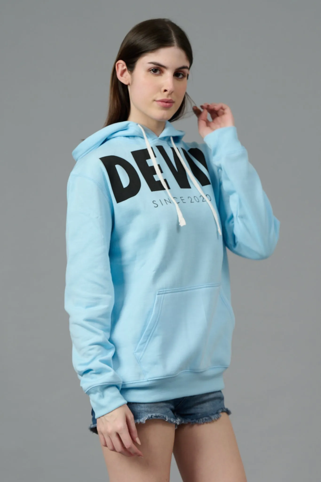 Go Devil Since 2020 Printed Blue Hoodie for Women