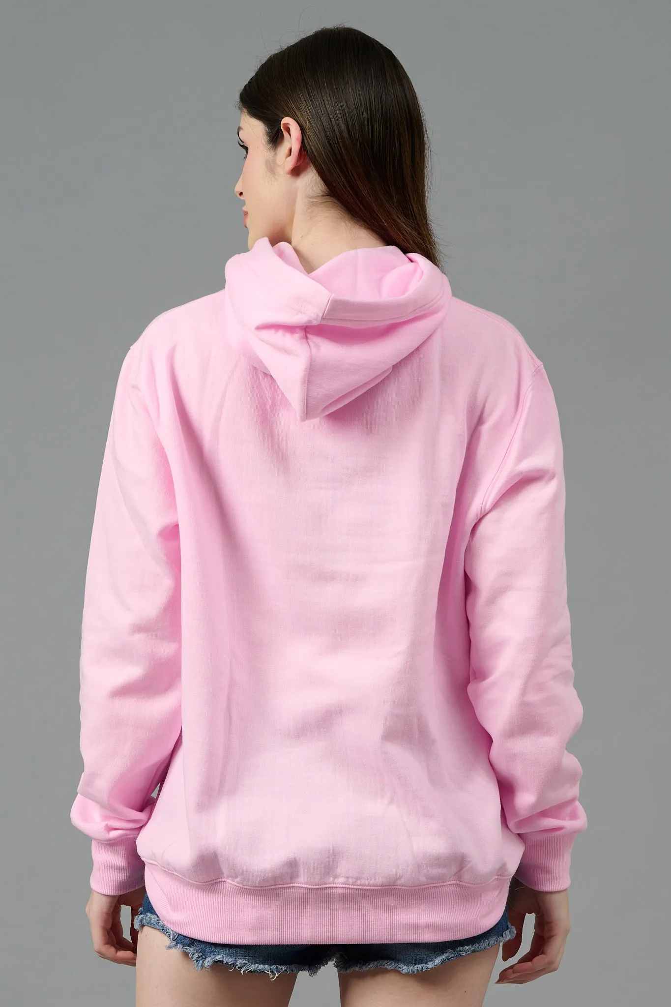 Go Devil with Flower Printed Pink Hoodie for Women