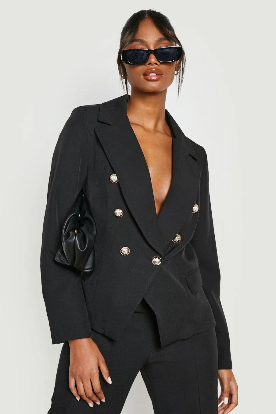 Gold Button Double Breasted Blazer