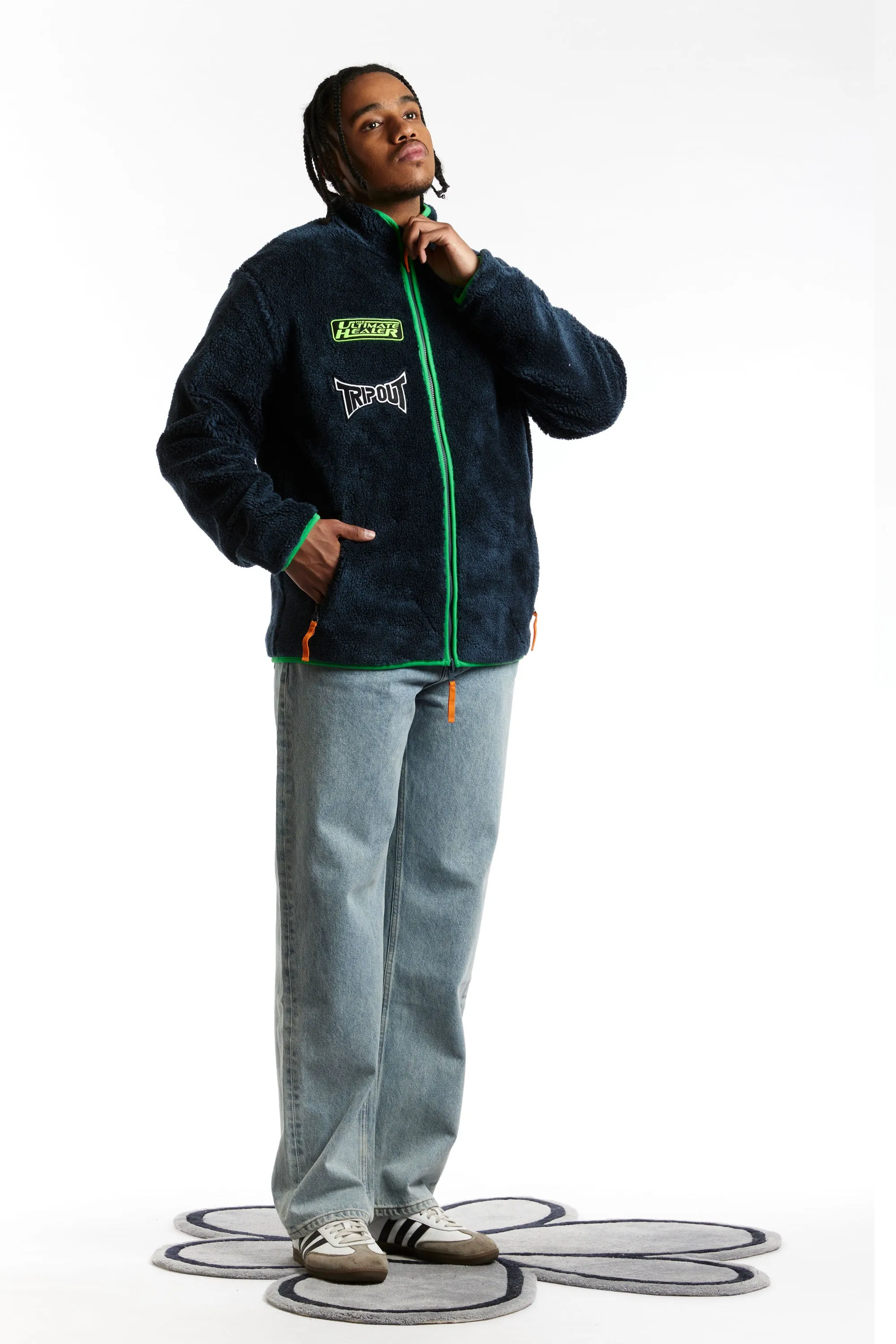 GOOD MORNING TAPES - GMT REVERSIBLE POLAR FLEECE ZIP THRU JACKET