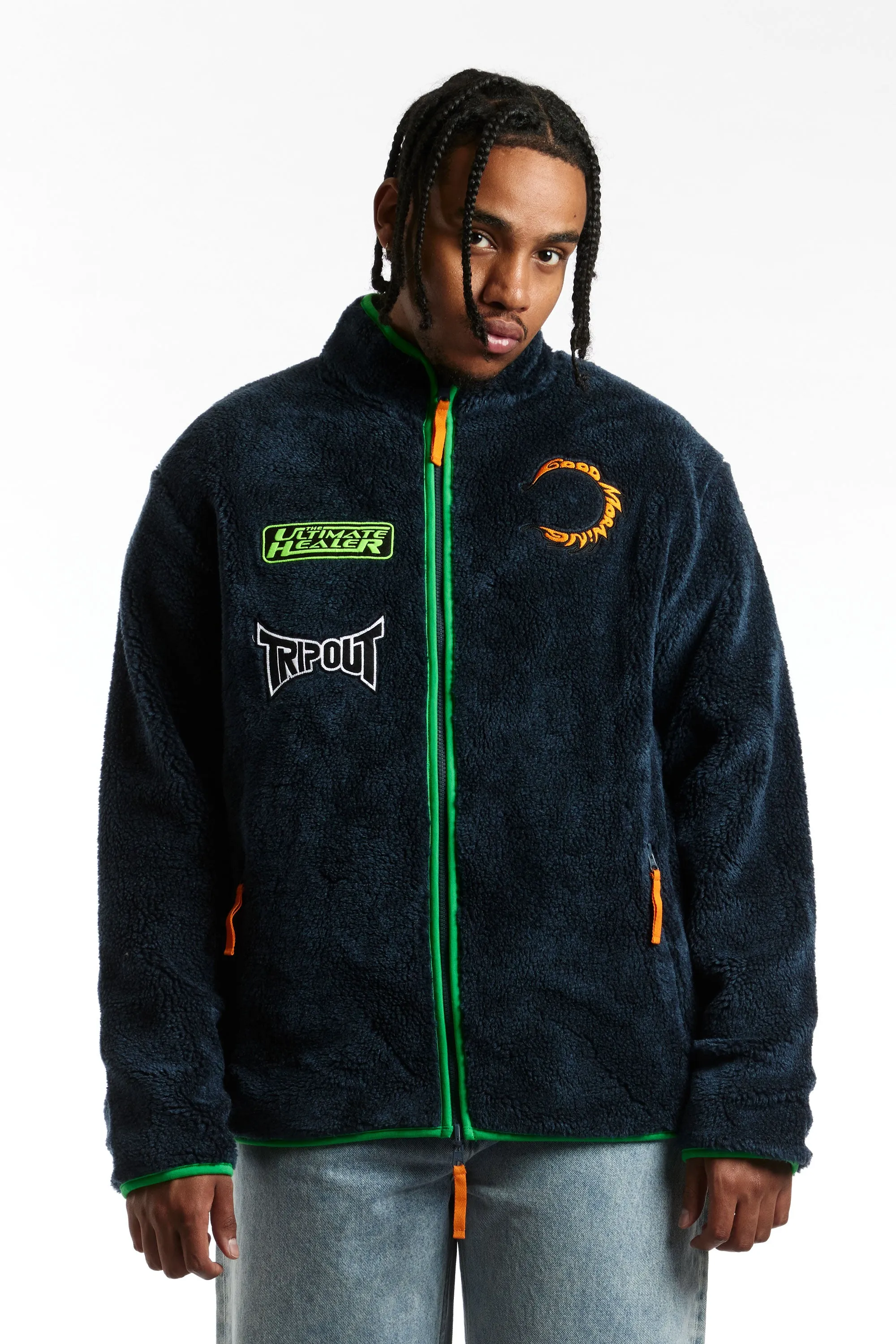 GOOD MORNING TAPES - GMT REVERSIBLE POLAR FLEECE ZIP THRU JACKET