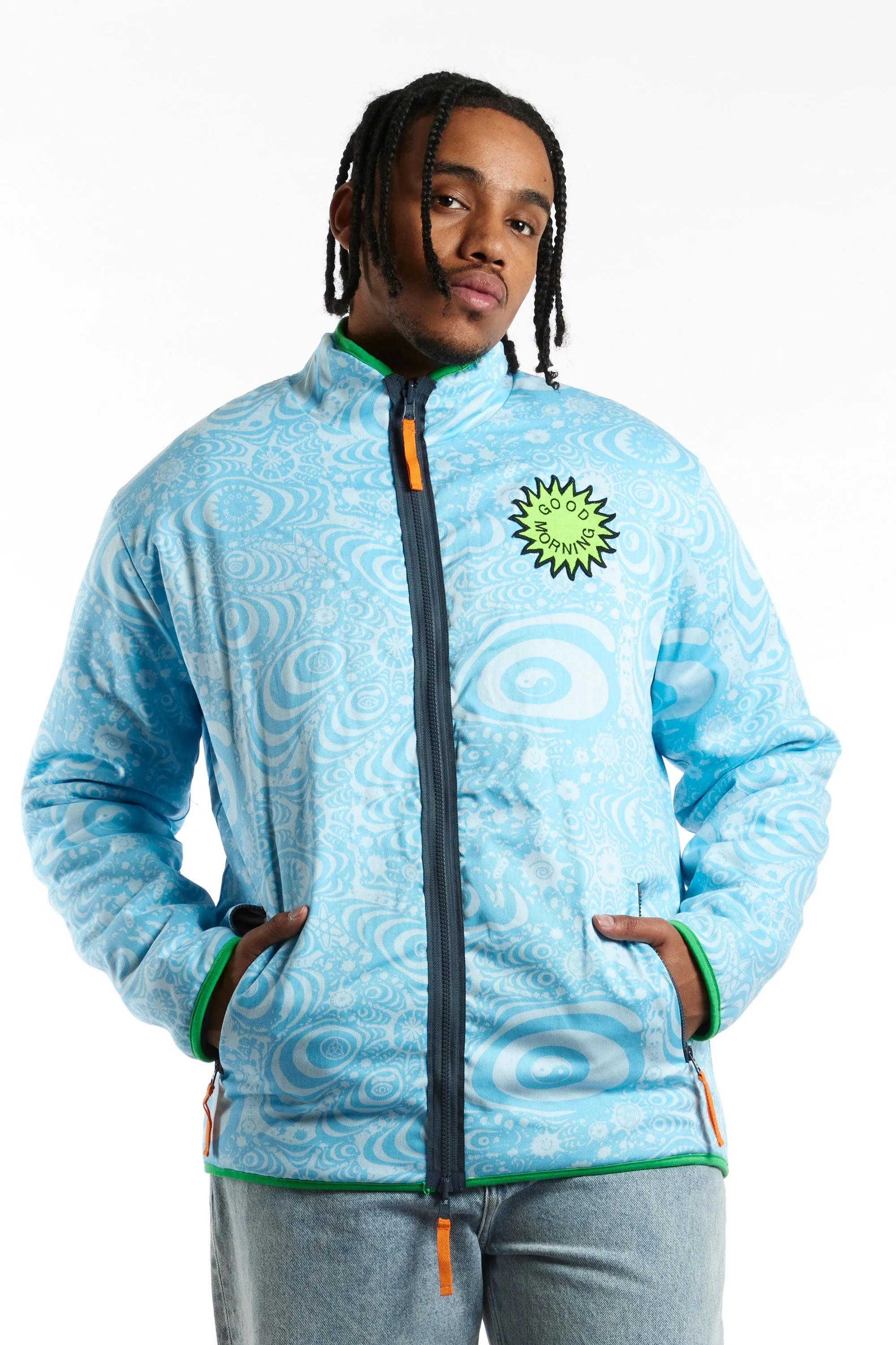 GOOD MORNING TAPES - GMT REVERSIBLE POLAR FLEECE ZIP THRU JACKET