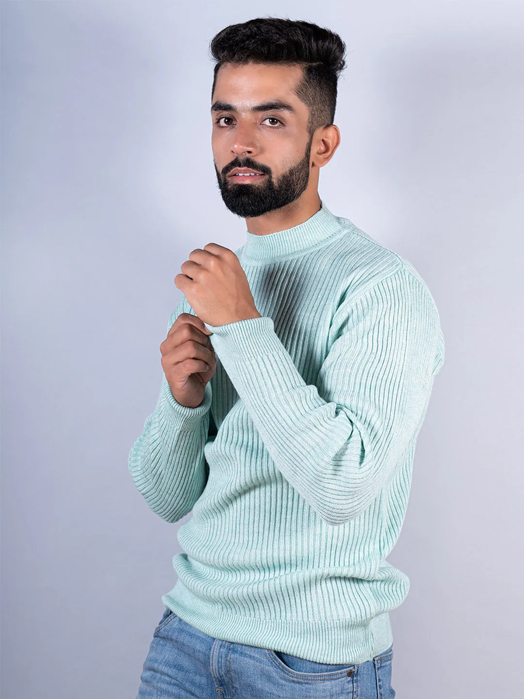 Green Color Turtle Neck Men's Sweater