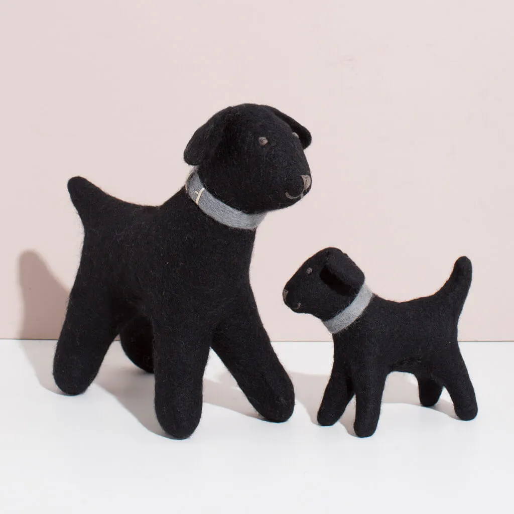 Hand Felted Black Labrador Duo