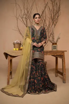 Hemstitch Afsana Vol-02 Embroidered Georgette Chiffon Stitched 3Pc Suit - ILENA