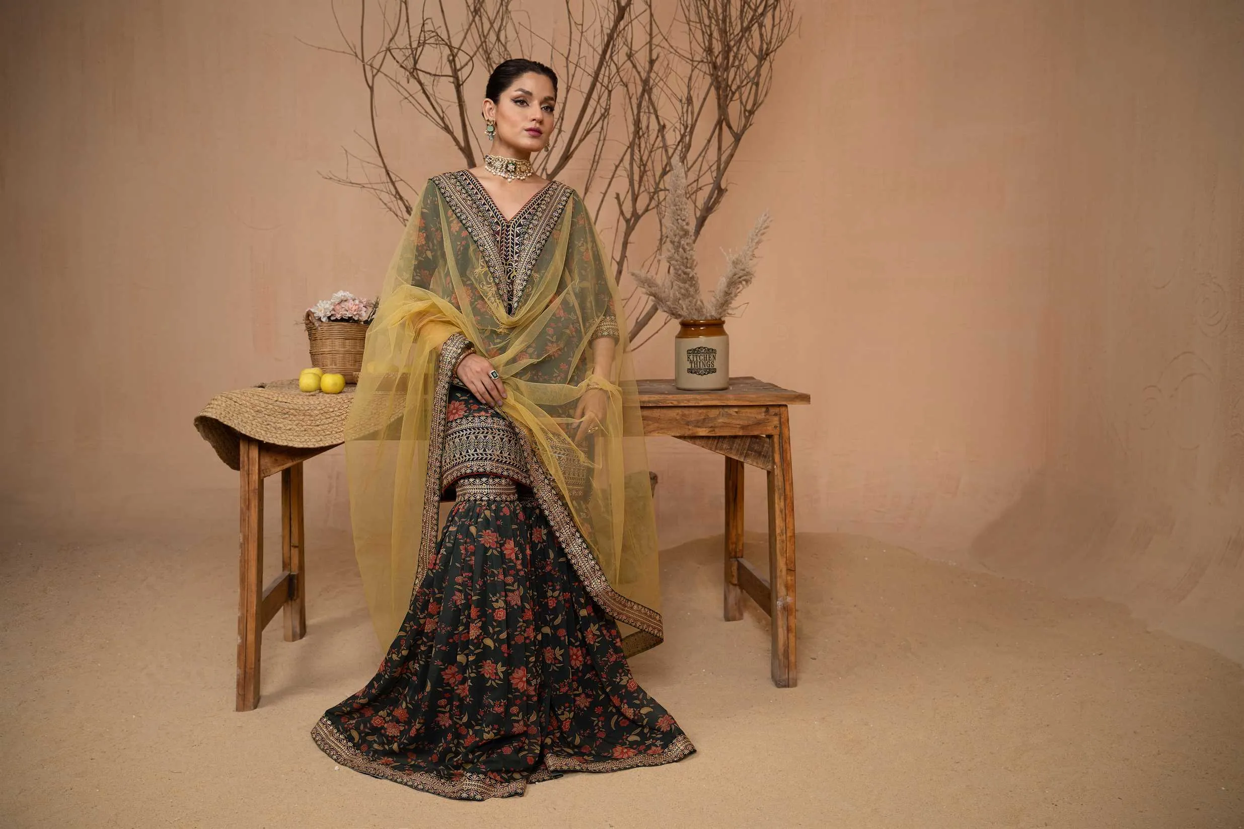 Hemstitch Afsana Vol-02 Embroidered Georgette Chiffon Stitched 3Pc Suit - ILENA