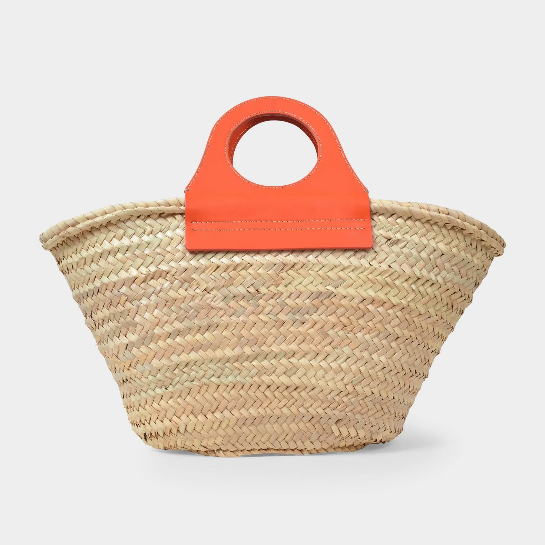 Hereu  Straw Tote Bag in Raphia and Orange Leather