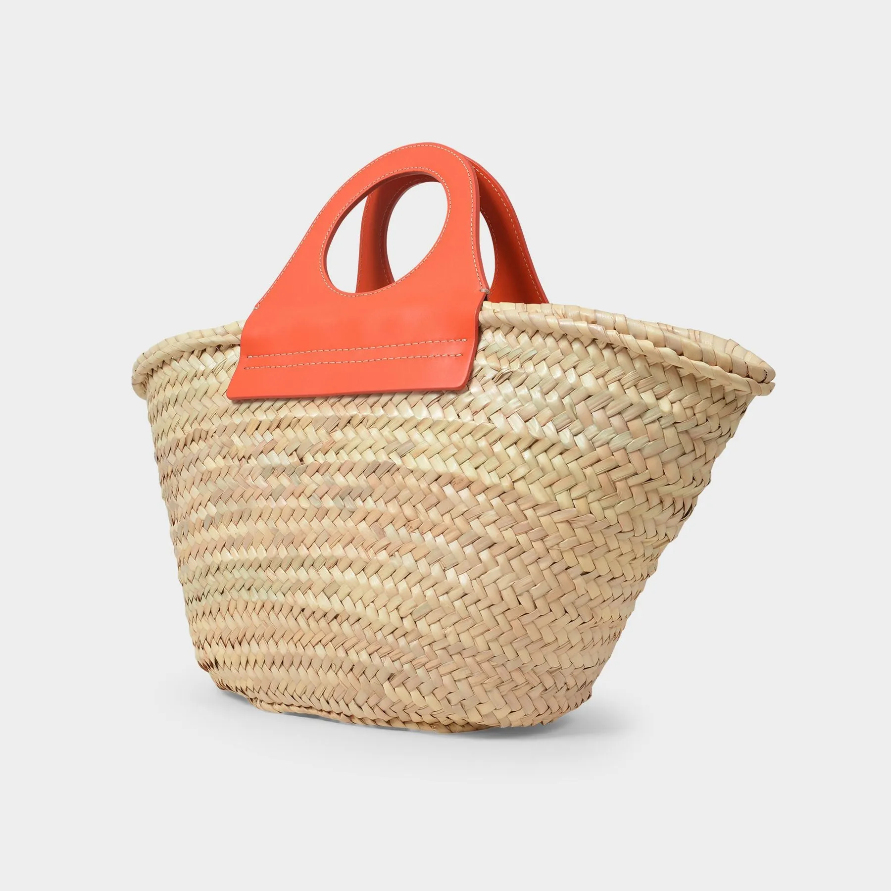 Hereu  Straw Tote Bag in Raphia and Orange Leather