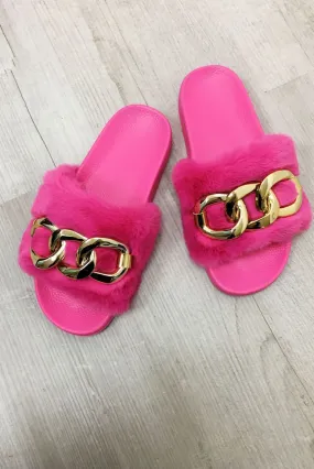 Hot Pink Slider, With Gold Chain