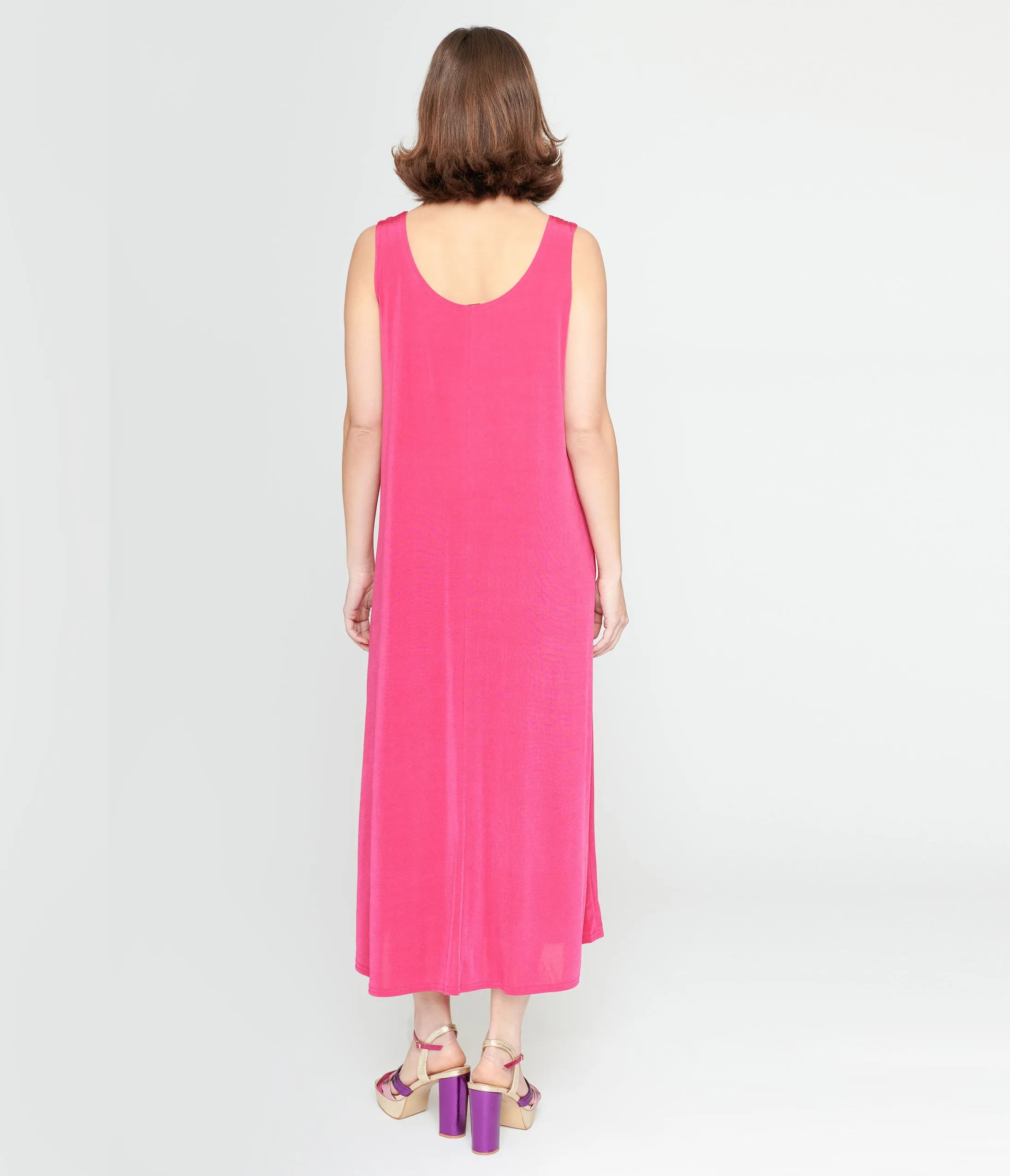 Hot Pink Slip Maxi Dress