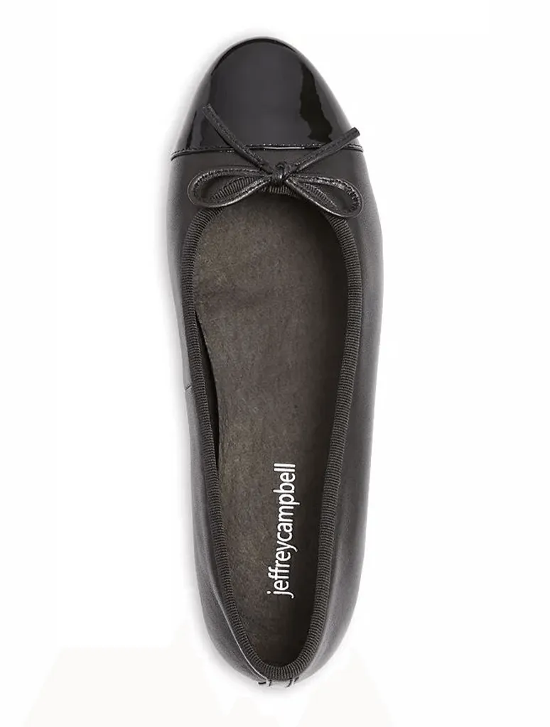 Jeffrey Campbell Arabesque Ballet Flat in Black/Black Patent