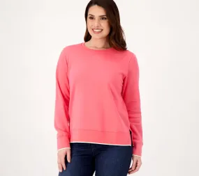 Joan Rivers French Terry Pullover Top with Back Button Detail