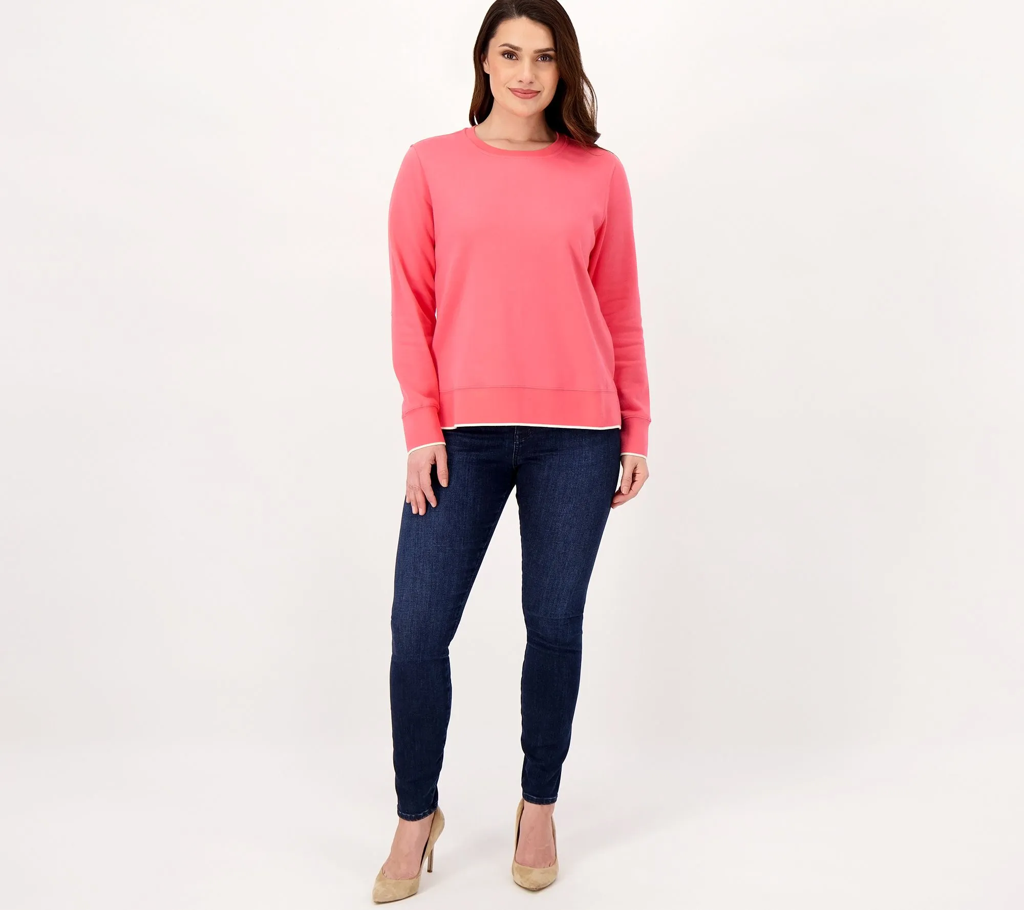 Joan Rivers French Terry Pullover Top with Back Button Detail