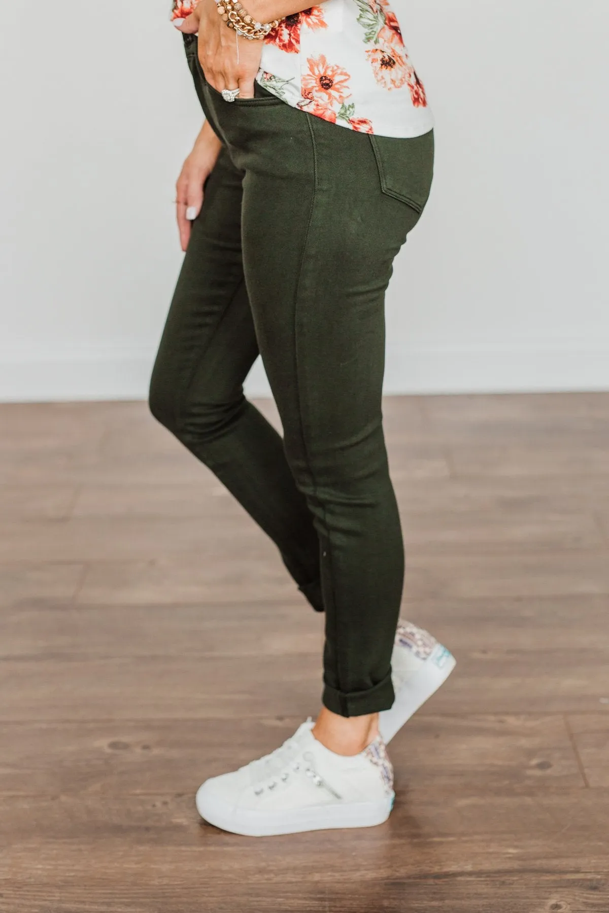 KanCan High-Rise Colored Skinny Jeans- Dark Olive