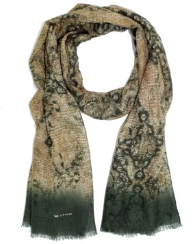 Kiton Men Scarf Brown Green Design - Cashmere Silk Shawl