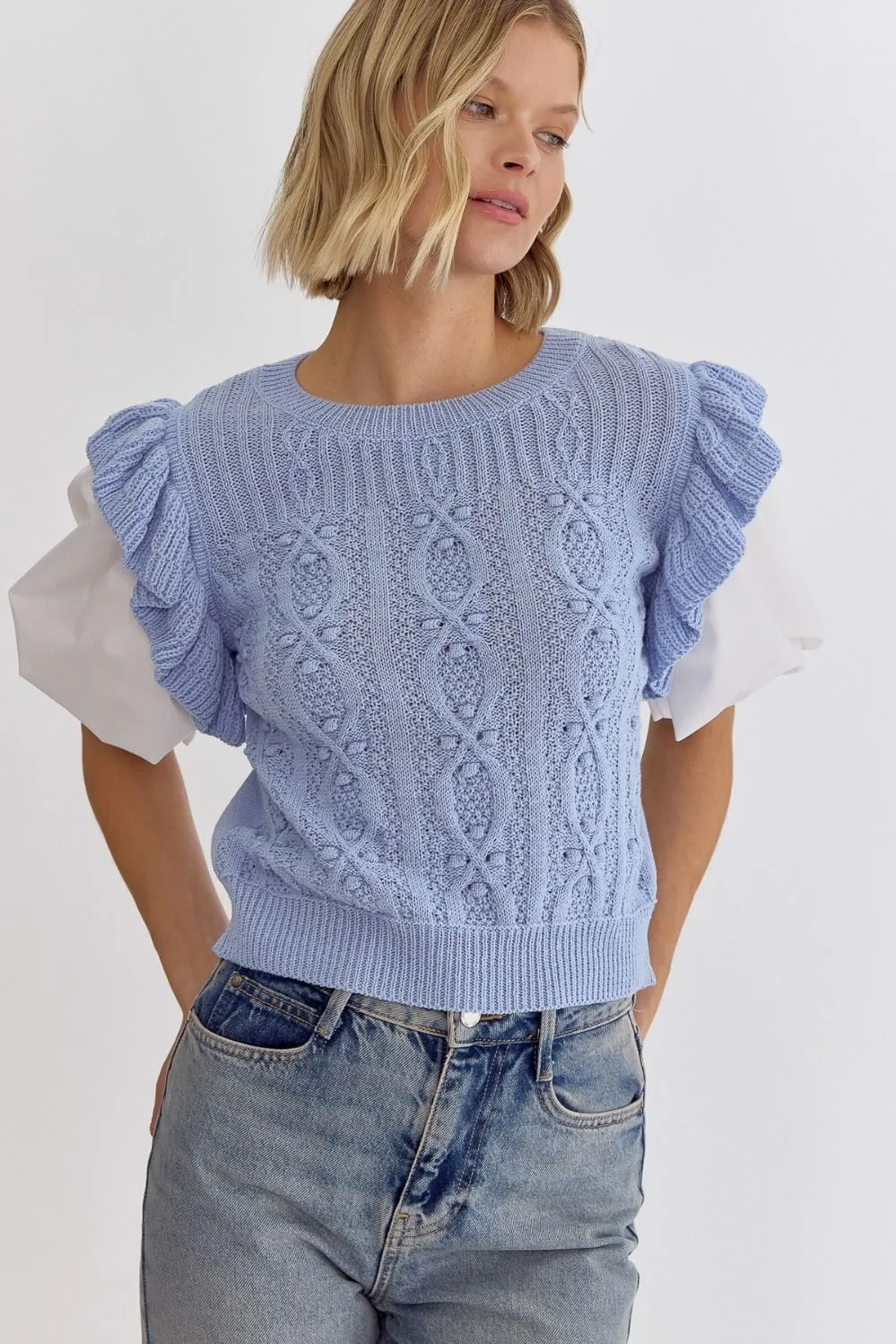 Knitted Round Neck Short Sleeve Top