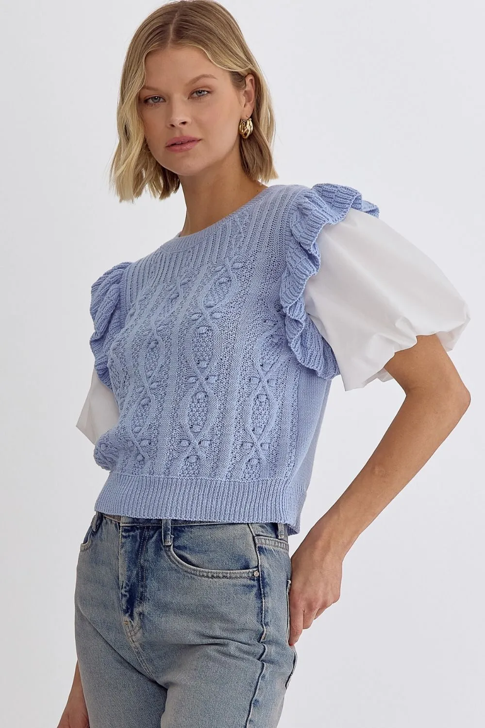 Knitted Round Neck Short Sleeve Top