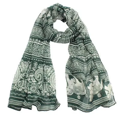 Ladies Neck Stole Elephant Print Long Scarf Shawl Wrap Pashmina Scarves & Shawls