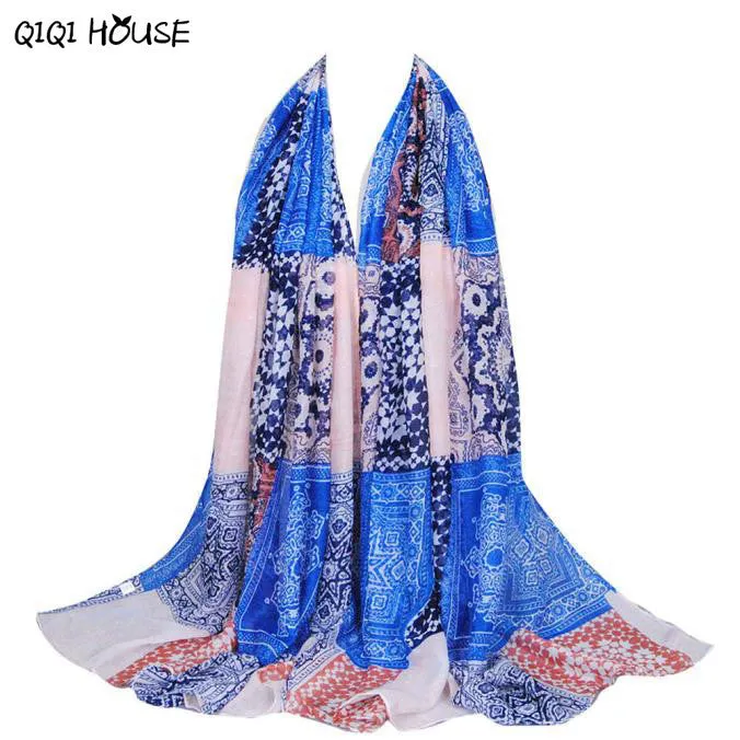 Ladies Shawl Muslim Hijab Soft Floral Printing Handmade Wrap Scarf Autumn Winter Warm Shawls Head Scarf Foulard#A912 SM6