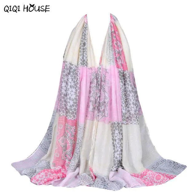 Ladies Shawl Muslim Hijab Soft Floral Printing Handmade Wrap Scarf Autumn Winter Warm Shawls Head Scarf Foulard#A912 SM6