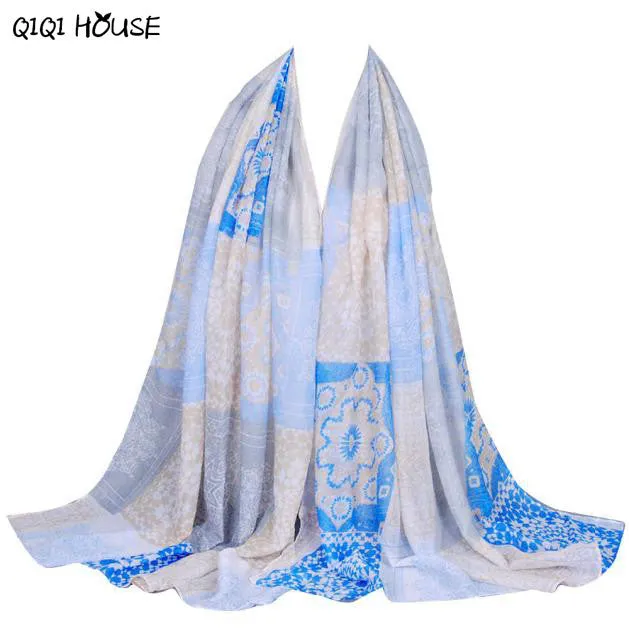 Ladies Shawl Muslim Hijab Soft Floral Printing Handmade Wrap Scarf Autumn Winter Warm Shawls Head Scarf Foulard#A912 SM6