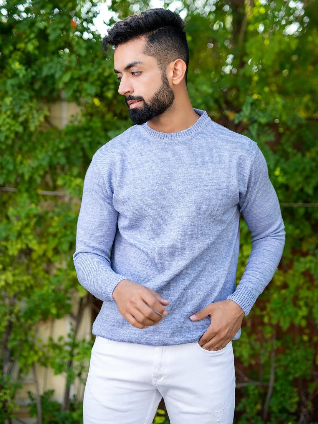 Lavender Color Crew Neck Men's Sweater