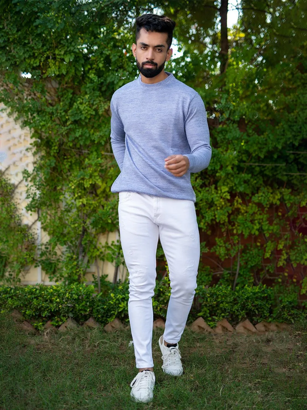 Lavender Color Crew Neck Men's Sweater