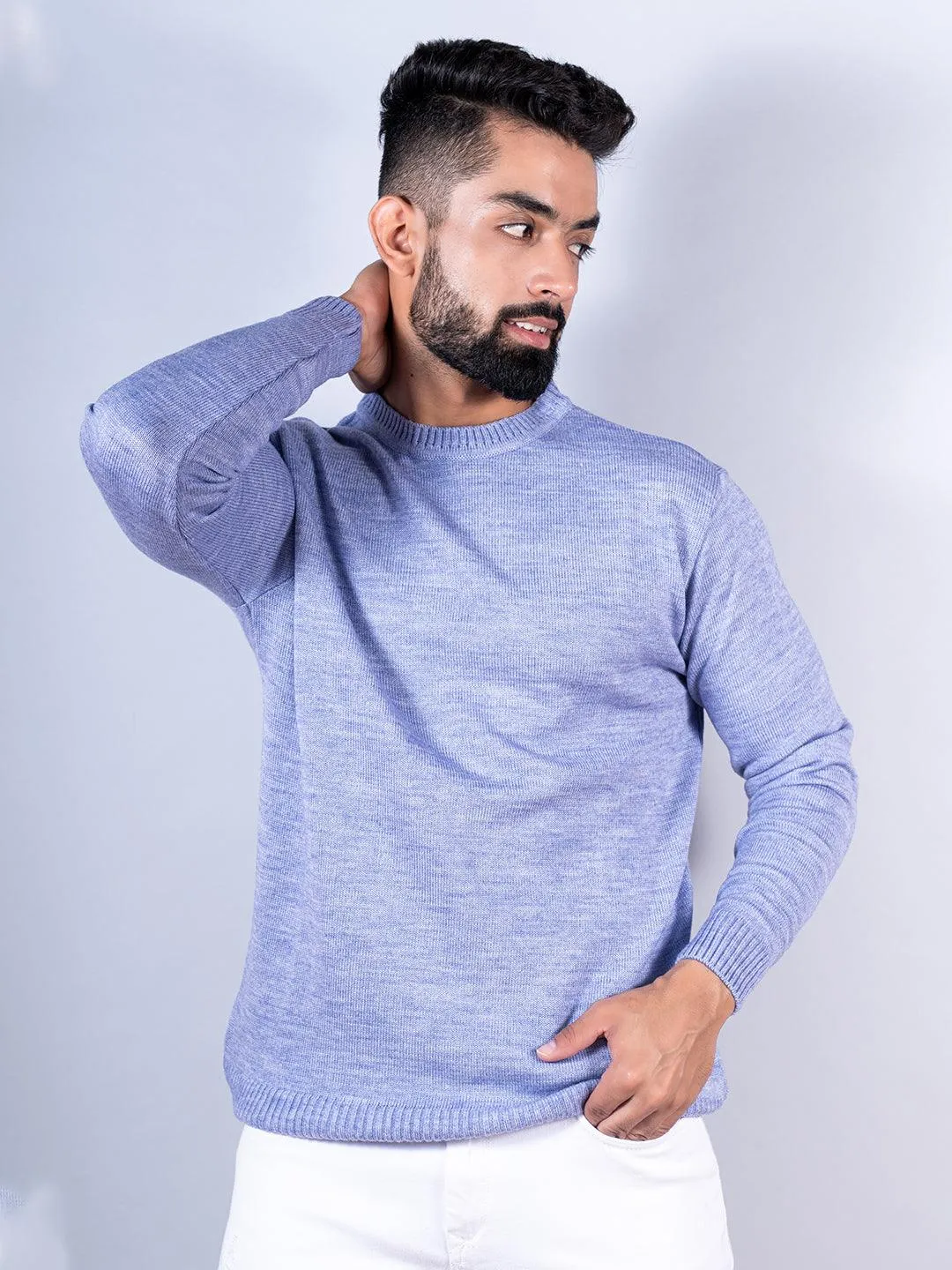 Lavender Color Crew Neck Men's Sweater