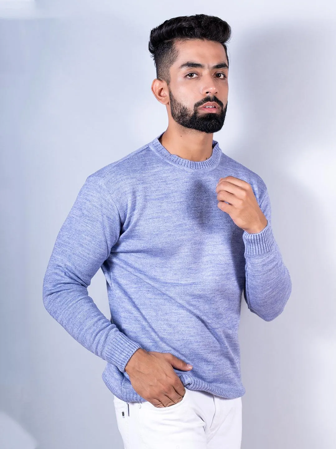 Lavender Color Crew Neck Men's Sweater